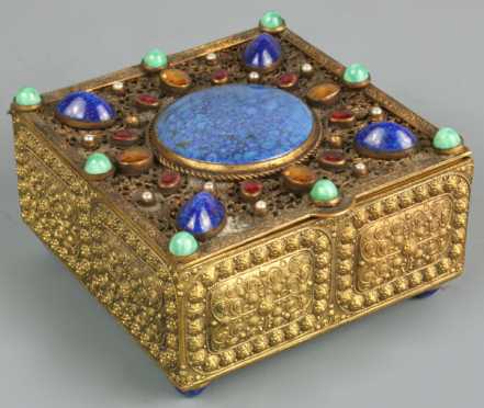 Antique Asian Filigree Jeweled Box