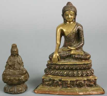 Two Bronze Statues of Buddha