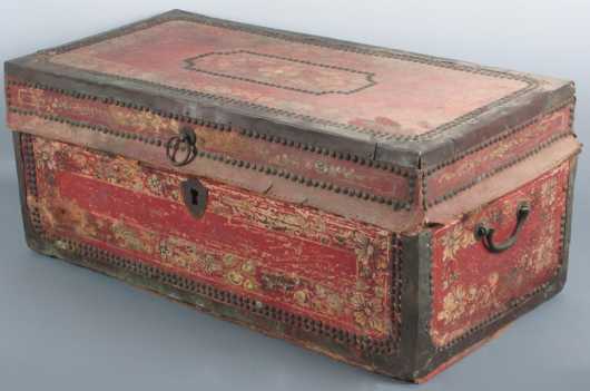 Red Leather Covered Camphorwood Box