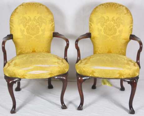 Pair of Queen Ann Style Arm Chairs