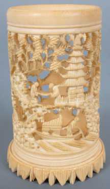 Chinese Ivory Carved Brush Pot