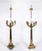 Pair of French Classical Style Brass Candelabra Lamps