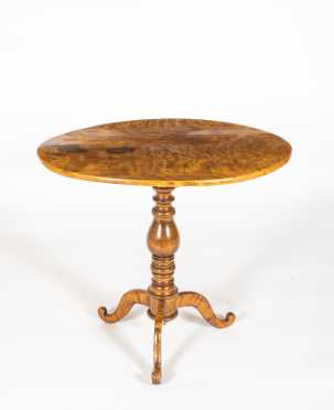 19thC Swedish Wavy Maple Oval Side Table