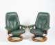 Pair of "Ekornes" Lounge Chairs with Ottomans