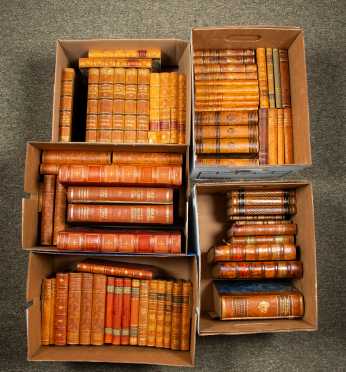 Five Boxes of Miscellaneous Leather-Bound Books in Swedish