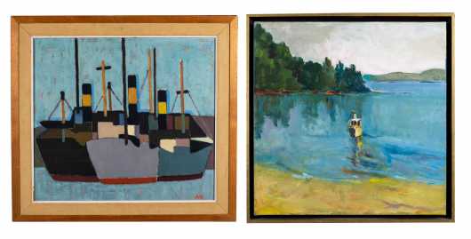 Two Swedish Paintings of Boats