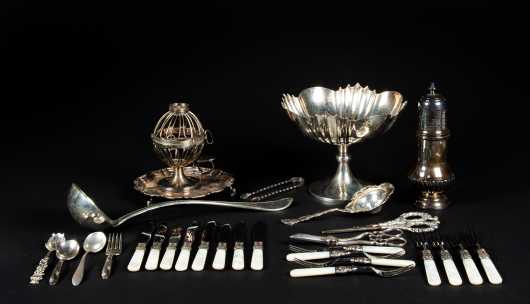 Large Lot of English Silver and Sheffield Silver
