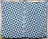 Pair of Blue and White Checkered Quilts