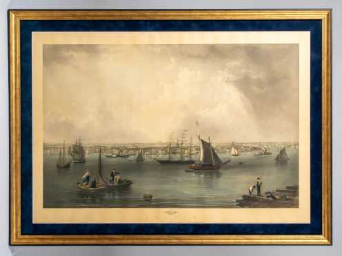 C1852 Print of Boston Harbor, After John W. Hill (American 1812-1879)