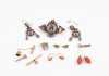 Lot of Antique Gold, Coral Jewelry and Micro Mosaic Beetle Set