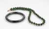 Dark Green Jade Bangle and Knotted Necklace
