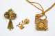 Highly Stylized Lot of Three Gold Tone Costume Pieces