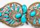 Large Brass and Faux Turquoise Belt Buckle
