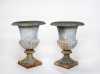 Pair of Two Part Fluted Urns 20 1/4" Tall