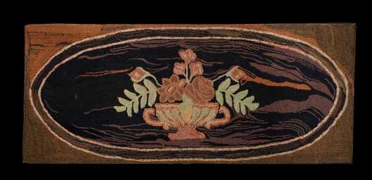 19thC Hooked Hearth Rug