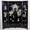 20thC Screen with Mother of Pearl Figural and Temple Decoration