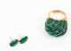 Large Malachite and 14K Scallop Dome Ring and Malachite Stud Earrings
