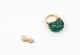 Large Malachite and 14K Scallop Dome Ring and Malachite Stud Earrings
