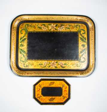 Two Decorated Tin Trays