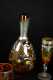 Bohemian Glass Decanter Set with Silver Overlay