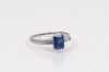 Sapphire and Carre Cut Diamond Platinum Ring