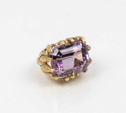 Commanding 18K and Amethyst Cocktail Ring