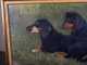 Swedish Painting of Two Dachshund Dogs