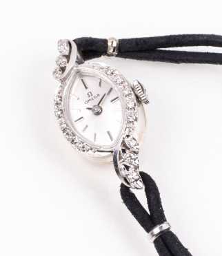 Ladies Omega Diamond and 14K Wrist Watch