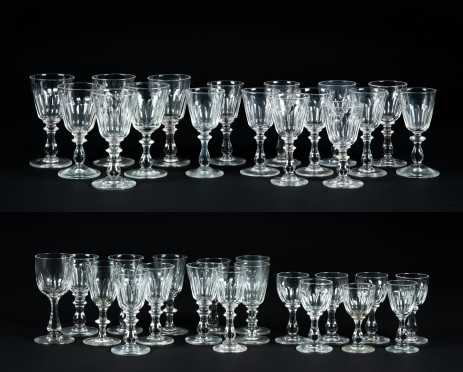 Large Similar Group of Cut Blown Cordial Glass