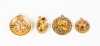 Four Yellow Gold 14K Charms with Gemstones