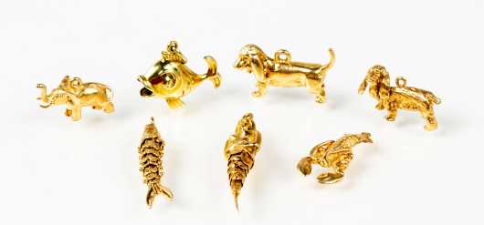 Seven Yellow Gold Charms
