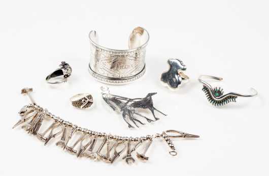 Lot of Seven Pieces Silver Jewelry