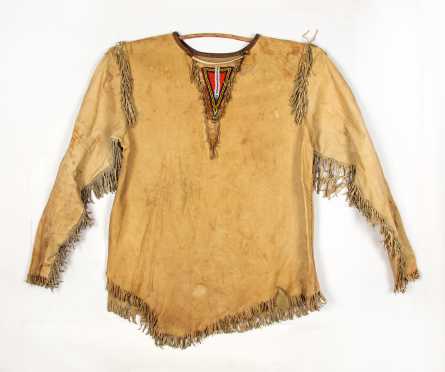 20thC Native American Hide War Shirt
