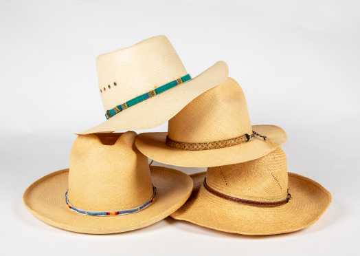 Four Straw Cowboy Style Hats