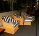 "Walters Wicker INC" New York Three Club Chairs and Two Ottomans