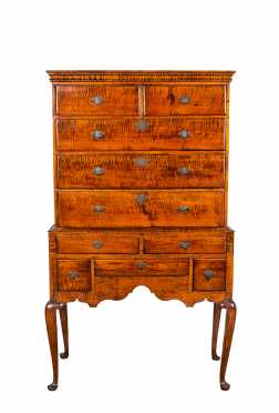 Tiger Maple Queen Anne Highboy of a Small Size