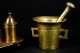 Antique Brass Mortar and Pestle and Modern Standish