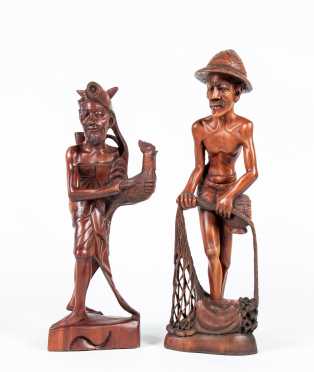 Two Asian Carved Wooden Figures