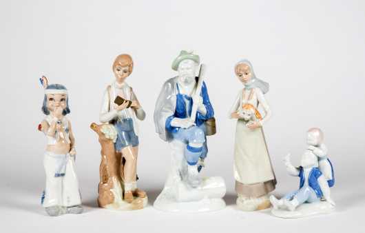 Five Gloss Figurines: Gerold Porzellan and Casades