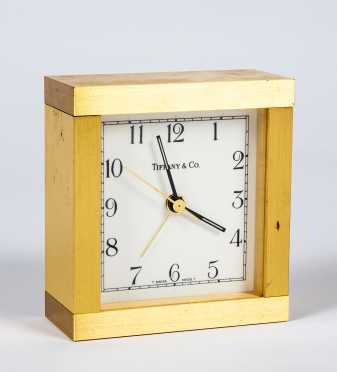 Tiffany & Co. Swiss Quartz Brass Square Clock