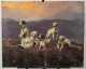 L19thC American or Scottish Six Hunting Dogs Oil Painting
