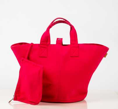 Hermes Pink Canvas Handbag
