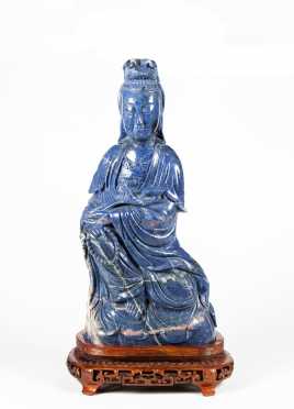 Carved Lapis Lazuli Chinese Goddess
