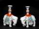 Pair of Elephant Porcelain Chinese Export Candleholders