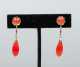 Asian Antique Red Coral Drop Earrings in 18K