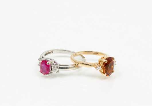 Two Gold and Gemstone Rings