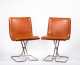 Pair of Mid Century Modern Leather Side Chairs