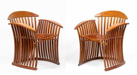 Pair of 20thC Steamer Style Arm Chairs