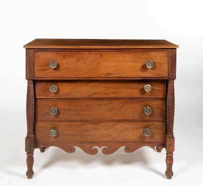 New Hampshire Empire Chest of Drawers with Carved Panels