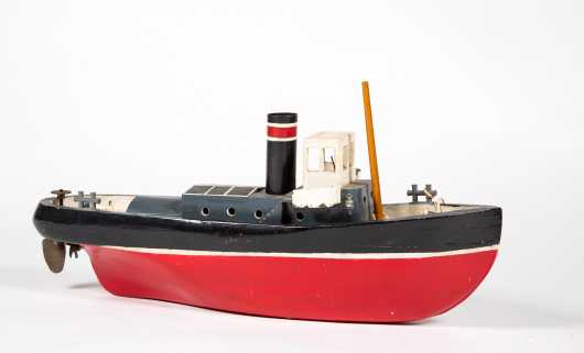 Mid 20thC Wooden Tug Boat Toy